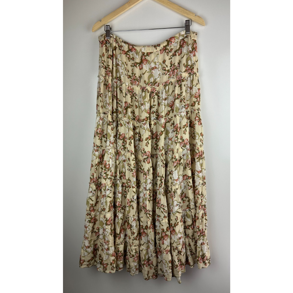 Ralph Lauren Denim & Supply Floral Tiered Maxi Skirt Medium Boho Cottagecore - Picture 2 of 16